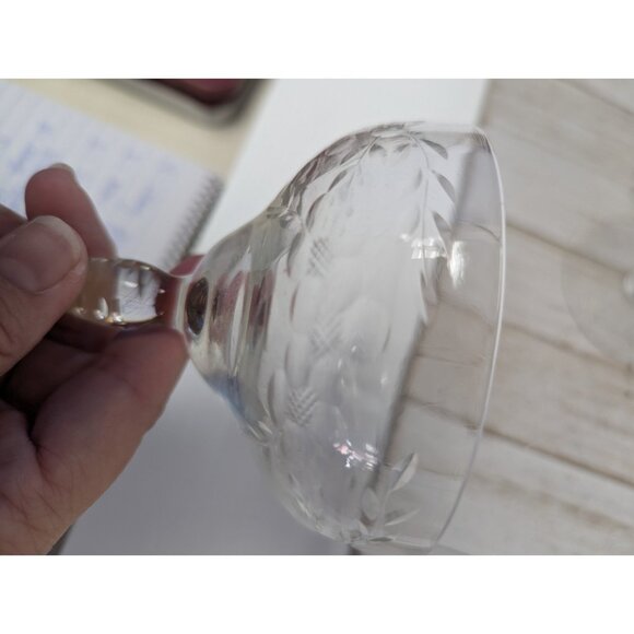 Set Of 4 Vintage Flower Etched Crystal Sherbet Champagne Glasses 5 7/8” Clear - Picture 5 of 8